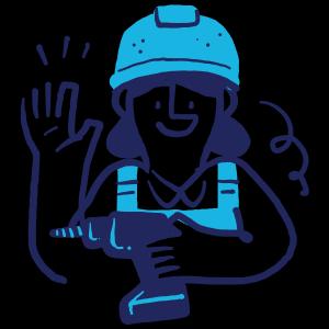 woman in hard hat holding a drill